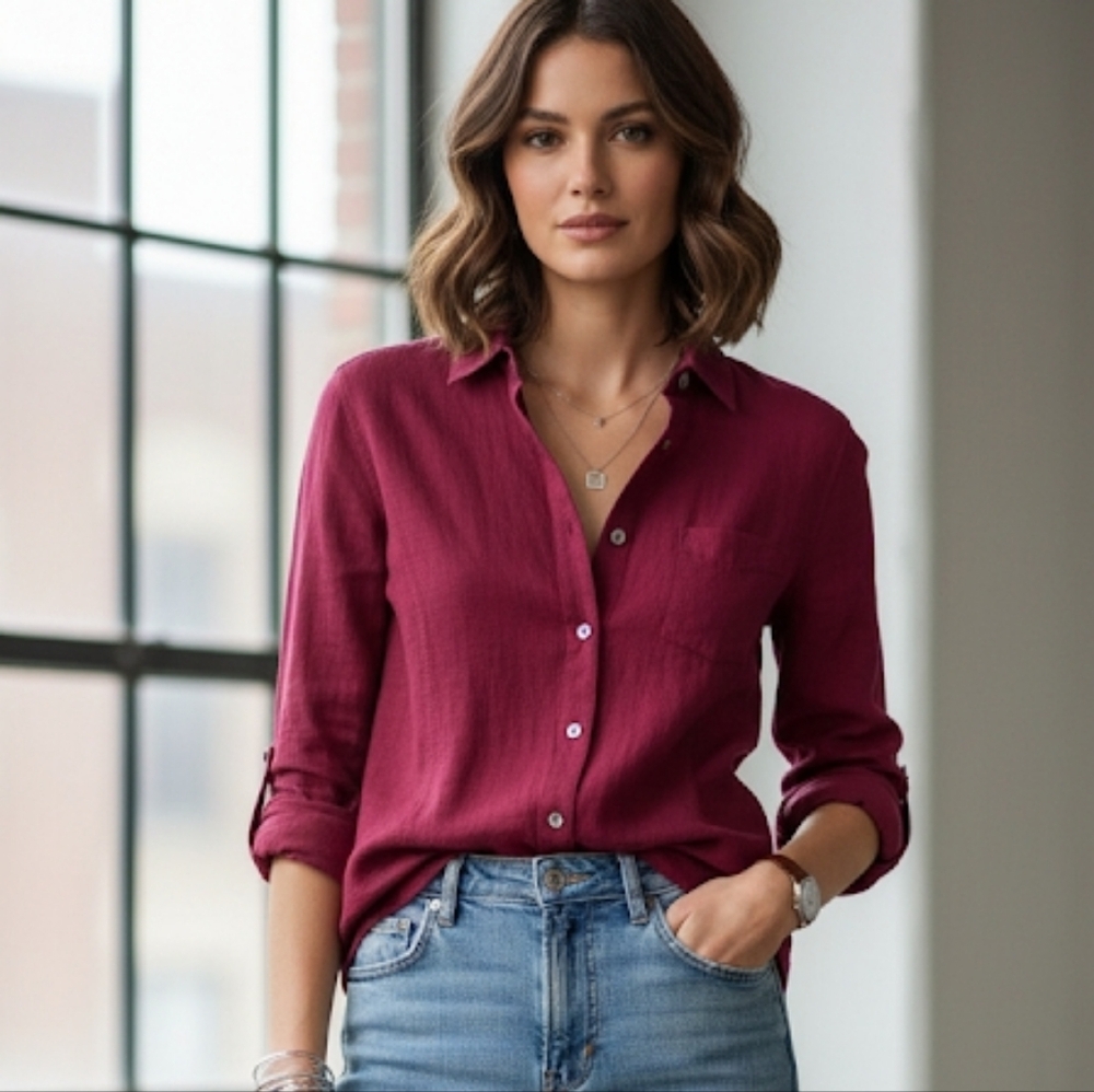 The Earth Collection Sangria Classic Shirt With Rib Detail